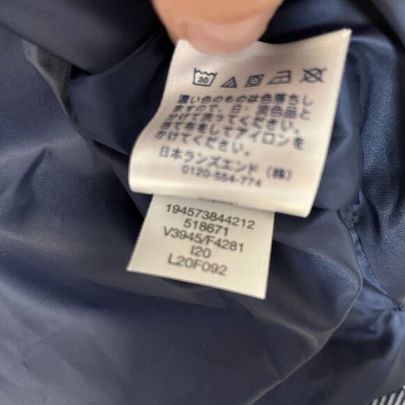 Land's End Puffer Blue Plaid Down Feather Insulated Full Zip Vest L/P 14/16 - Picture 8 of 10